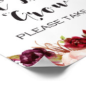 Burgundy Boho Floral Sign - Gelassen Liebe wachsen Poster (Ecke)
