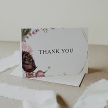 Burgundy Boho Floral Vielen Dank Karte