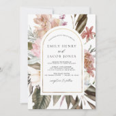 Burgundy Boho Floral Wedding Einladung (Vorderseite)