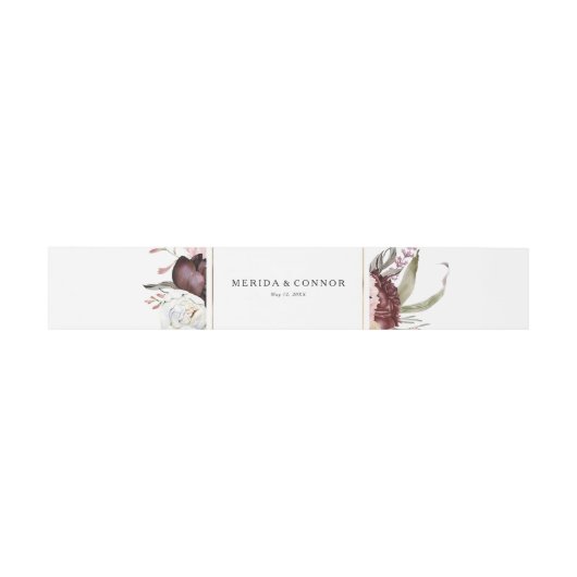 Burgundy Boho Floral Wedding Einladung Bly Band (Flach)