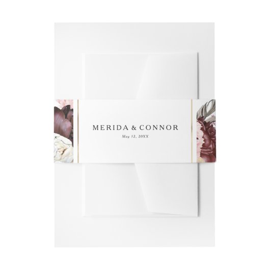 Burgundy Boho Floral Wedding Einladung Bly Band (Vorderseite Beispiel)