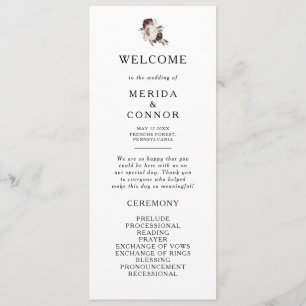 Burgundy Boho Floral Wedding Program Programm