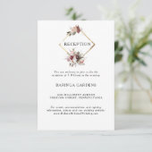 Burgundy Boho Floral Wedding Reception Card Begleitkarte (Stehend Vorderseite)