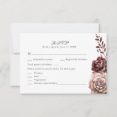 Burgundy Boho Floral Wedding RSVP Card (Vorderseite)