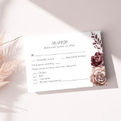 Burgundy Boho Floral Wedding RSVP Card