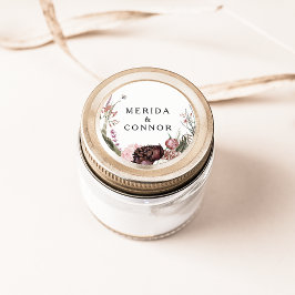 Burgundy Boho Floral Wedding Umschlag Aufklebers Runder Aufkleber