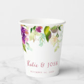 Burgundy Boho Floral Wedding Verlobung Pappbecher (Rückseite)