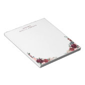 Burgundy boho personalisierte Blumengeschichten Notizblock (angewinkelt)