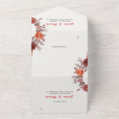 Burgundy Boho Rose Floral Pampas Grass Wedding All In One Einladung (Außenbereich)