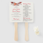 Burgundy Boho Rose Floral Pampas Grass Wedding Fächer (Vorne und Hinten)