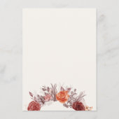 Burgundy Boho Rose Floral Pampas Grass Wedding Menükarte (Rückseite)