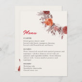 Burgundy Boho Rose Floral Pampas Grass Wedding Menükarte (Vorne/Hinten)