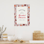 Burgundy Boho Rose Floral Pampas Grass Wedding Poster (Küche)