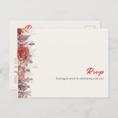 Burgundy Boho Rose Floral Pampas Grass Wedding Postkarte (Vorne/Hinten)