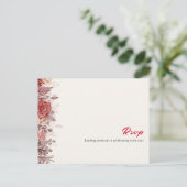 Burgundy Boho Rose Floral Pampas Grass Wedding Postkarte (Stehend Vorderseite)
