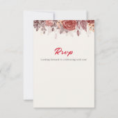 Burgundy Boho Rose Floral Pampas Grass Wedding RSVP Karte (Rückseite)