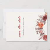 Burgundy Boho Rose Floral Pampas Grass Wedding Save The Date (Rückseite)