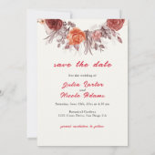 Burgundy Boho Rose Floral Pampas Grass Wedding Save The Date (Rückseite)
