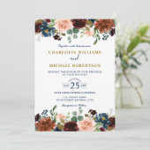 Burgundy, Boho, rote Marinestadt, rustikaler Boho  Einladung (Stehend Vorderseite)