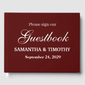 Burgundy Boho Simple Modern Minimalist Wedding Gästebuch (Vorderseite)