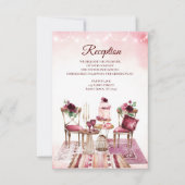 Burgundy Boho Table Wasserfarben Empfang Einladung (Vorderseite)