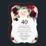 Burgundy Boho Wasserfarbenblush 40. Geburtstags-Pa Einladung<br><div class="desc">Burgundy Boho Wasserfarbe Blush 40. Geburtstag Party Einladung Siehe Matching Kollektion in Nest und Nest Store Wir haben auch viele andere Einladungen und Sammlungen.</div>