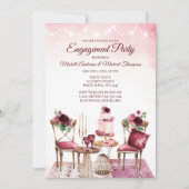 Burgundy Boho Watercolor Floral Engagement Party Einladung (Vorderseite)