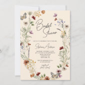 Burgundy Boho Wildblume Brautparty Einladung (Vorderseite)