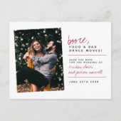 Burgundy Booze Food & Bad Dance Moves Postkarte (Vorderseite)
