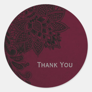 Burgundy Bordeaux Black Vintag Lace Wedding Runder Aufkleber