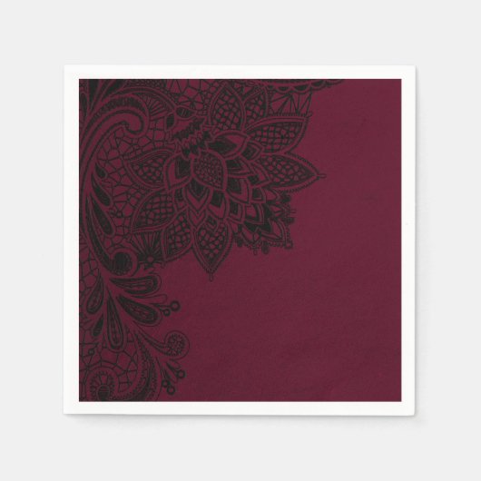 Burgundy Bordeaux Black Vintag Lace Wedding Serviette (Vorderseite)