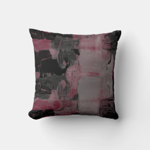 Burgundy Bordeaux Gray & Black Artistic Abstrakt T Kissen