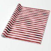 Burgundy Bordeaux Red Stripes Lines White Metal Geschenkpapier (Ungerollt)