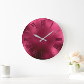 Burgundy Bordeaux Ruby Minimal römische Zahlen Große Wanduhr (Zuhause)