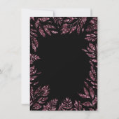 Burgundy Bordeaux Schwarze Glitzer Blätter Blumenr Einladung (Rückseite)
