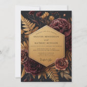 Burgundy Botanical Autumn Wedding Einladung (Vorderseite)