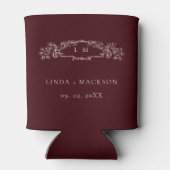 Burgundy botanical crest monogram wedding dosenkühler (Rückseite)