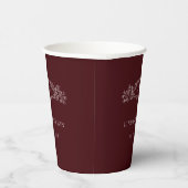 Burgundy botanical crest monogram wedding pappbecher (Rechts)