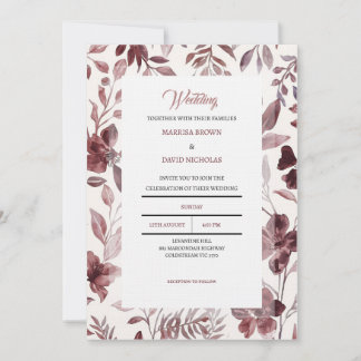 Burgundy Botanical Elegance Wedding Invitation Einladung