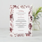 Burgundy Botanical Elegance Wedding Invitation Einladung (Stehend Vorderseite)