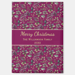 Burgundy Botanical Frohe Weihnachten Personalisier Magnet