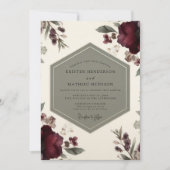 Burgundy Botanical Opulence Wedding Einladung (Vorderseite)