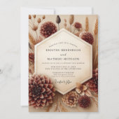 Burgundy Botanical Rustic Wedding Einladung (Vorderseite)