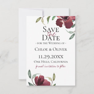 Burgundy Botanical Save The Date Ankündigung