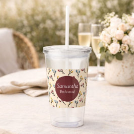 Burgundy Botanische Bridesmaid Acryltrinkbecher