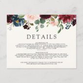 Burgundy Bouquet | Angaben zur Hochzeit Begleitkarte (Vorderseite)