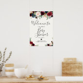 Burgundy Bouquet | Babydusche | Begrüßung Poster (Küche)