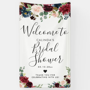 Burgundy Bouquet   Brautparty Willkommen Banner