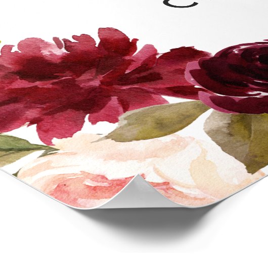 Burgundy Bouquet | Brautparty Willkommen Poster (Ecke)