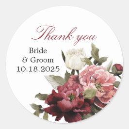 Burgundy Bouquet danke Ihnen Circle Stickers